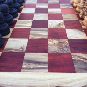 Schachspiel gerade Kante, Schachbrett Größe wählbar inkl. 32 Schachfiguren aus Marmor Handgemacht aus Olivenhoolz Bild 7