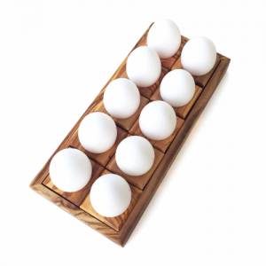 Eierhalter Station zum Aufbewahren und Servieren von 6 oder 10 Eier Holz-Eierbecher inkl Tablett handgefertigt aus Olive Bild 2