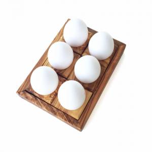 Eierhalter Station zum Aufbewahren und Servieren von 6 oder 10 Eier Holz-Eierbecher inkl Tablett handgefertigt aus Olive Bild 3