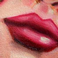 Ölgemälde "Hagebuttenmädchen" - gemaltes romantisches Minibild auf Leinwand (20x20 cm) Bild 6