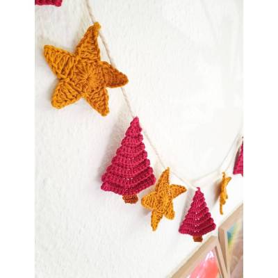 gehäkelte Girlande Weihnachten | Wimpelkette Weihnachten | Weihnachtsdekoration gehäkelt