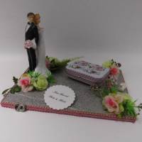 Geldgeschenk Hochzeit Brautpaar Eleganz - rosa Rosen auch zur Rosenhochzeit passend SaBienchenshop Bild 1