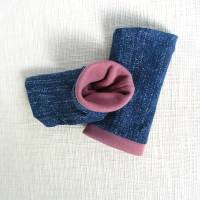 Armstulpen Wendestulpen aus Jersey und Sweat in blau rosa Bild 3