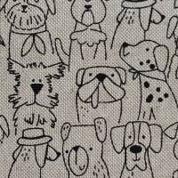Stoff Meterware Baumwolle pflegeleicht "Cartoon Dogs" natur Hunde Bild 1