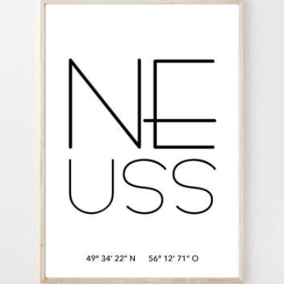 Poster NEUSS mit Koordinaten | Heimatstadt | Stadtposter | Personalisiert | Stadt Geschenk | Kunstdruck | Umzug Einzug |
