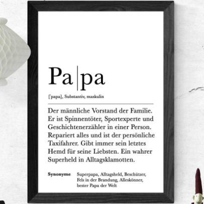 Poster PAPA | Danke | Vatertag | Geschenk | Definition | Baby | Schwangerschaft | Vorfreude | Geburtstag | Kunstdruck |