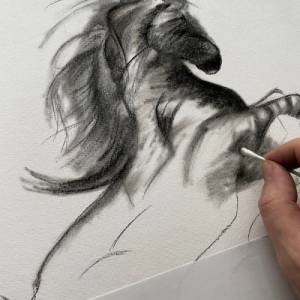 Pferd Zeichnung Druck | Schwarz-weiß Poster Pferdeportrait | Hauspferd Illustration | Tierportrait | Reiten Geschenk | W Bild 3