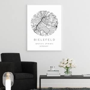 Poster BIELEFELD STADTPLAN mit Koordinaten | Heimatstadt | Stadtposter | Personalisiert | Map | Karte Geschenk | Kunstdr Bild 2