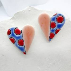 Herz Ohrringe, Liebe Ohrringe, Polka Dot, süße Ohrringe für Freundin, Mama Geschenk, Valentinstag Geschenk für sie, Bild 3