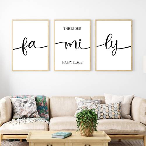 Poster 3er Set family | Personalisiert | Familie | Umzug | Zuhause | Family | This is our happy place | Geschenkidee | D