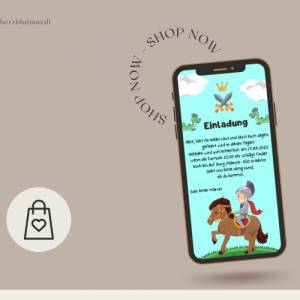 Einladung Kindergeburtstag Ritterparty Karte als eCard oder Whatsapp-Einladung - online oder digital versenden über das Bild 5