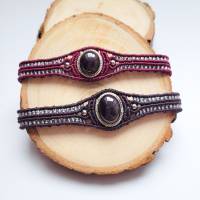 Makramee Armband mit Stern-Granat und Edelstahl-Perlen Bild 1