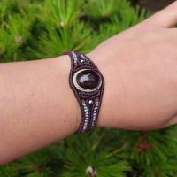 Makramee Armband mit Stern-Granat und Edelstahl-Perlen Bild 7