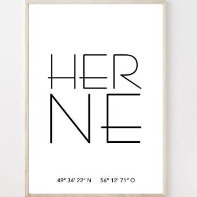 Poster HERNE mit Koordinaten | Heimatstadt | Stadtposter | Personalisiert | Stadt Geschenk | Kunstdruck | Umzug Einzug |