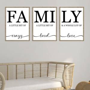 Poster 3er Set FAMILY | Personalisiert | Familie | Umzug | Zuhause | Family | A little bit of Crazy loud love | Geschenk Bild 2