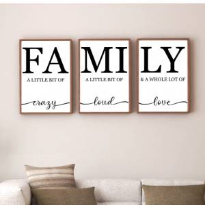 Poster 3er Set FAMILY | Personalisiert | Familie | Umzug | Zuhause | Family | A little bit of Crazy loud love | Geschenk Bild 3