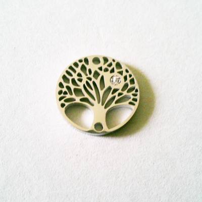 Verbinder "Baum des Lebens" chirurgischer Edelstahl, Rostfrei mit Zirkonia 15 mm