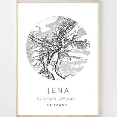 Poster JENA STADTPLAN mit Koordinaten | Heimatstadt | Stadtposter | Personalisiert | Map | Karte Geschenk | Kunstdruck |