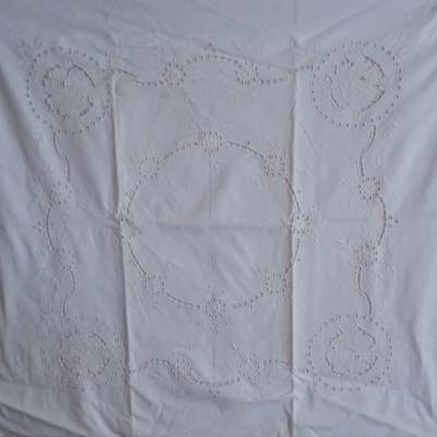 Bettwäsche - wunderschönes Parade Kopfkissen - Leinen mit Stickerei aus den 1930er Jahren