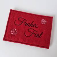 Gutscheinhülle aus Filz für Geschenkkarten im Scheckkartenformat - rot FROHES FEST - von he-ART by helen hesse Bild 2