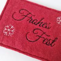 Gutscheinhülle aus Filz für Geschenkkarten im Scheckkartenformat - rot FROHES FEST - von he-ART by helen hesse Bild 3