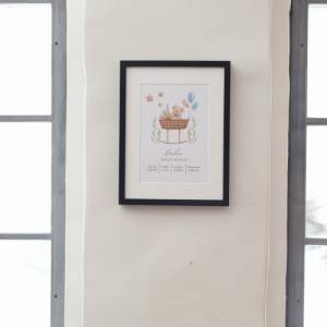 Geburtstafel Bär | Geburtsdaten Poster Babybett | Geburtsposter Babywiege | Geburtsanzeige | Geburtsbild | personalisier Bild 5