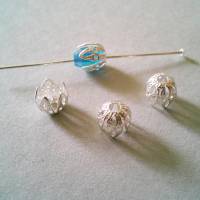10x ausgefallene Perlenkappen aus Messing 925 Sterling versilbert 7 mm x 7 mm Bild 2