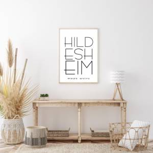 Poster HILDESHEIM mit Koordinaten | Heimatstadt | Stadtposter | Personalisiert | Stadt Geschenk | Kunstdruck | Umzug Ein Bild 1