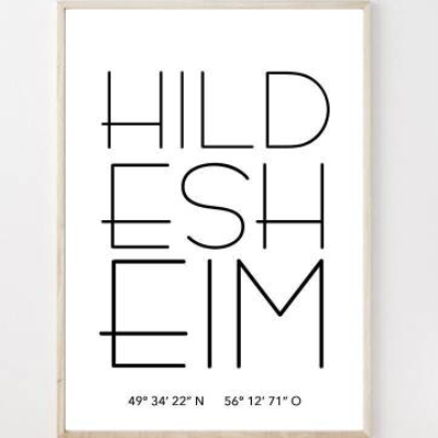 Poster HILDESHEIM mit Koordinaten | Heimatstadt | Stadtposter | Personalisiert | Stadt Geschenk | Kunstdruck | Umzug Ein