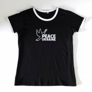 retro T-Shirt Frauen Friedenstaube peace ukraine freedom Frieden friedensbewegung Shirt blau L Bild 1