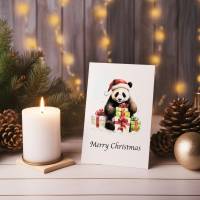 Panda Weihnachtskarte - Merry Christmas - Besondere Karte für Panda-Liebhaber Bild 2