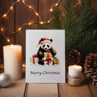 Panda Weihnachtskarte - Merry Christmas - Besondere Karte für Panda-Liebhaber Bild 3