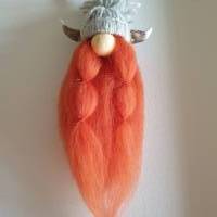 Winter- Wichtelpärchen "Vikings" mit grauer Mütze u. rotem Haar Bild 3