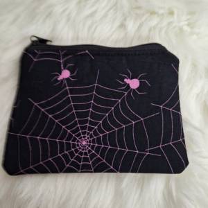 Geldbörse Schlüsselmäppchen Spinnennetz in schwarz pink Bild 1