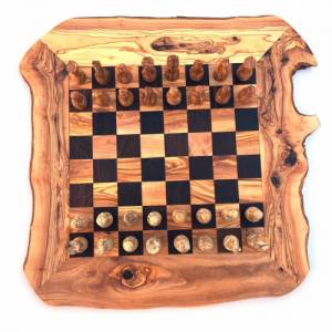 Schachspiel rustikal, Schachbrett Gr. XL inkl. Schachfiguren aus Marmor, handgemacht aus Olivenholz und Wenge Bild 5