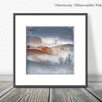 NEBELIMPRESSIONEN Herbstzeit Landschaftsbild Holz Leinwand Print Wanddeko Landhausstil VintageStyle ShabbyChic kaufen Bild 3