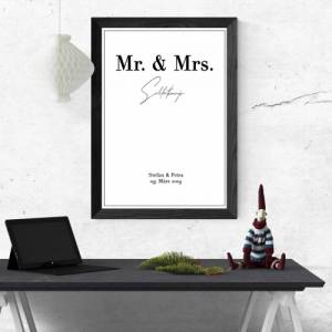 Poster MR & MRS mit Namen, Datum, und Ort | Personalisiert | Hochzeitsgeschenk | Geschenk Brautpaar | Sie Ihn | Hochzeit Bild 1