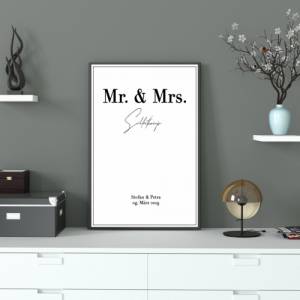 Poster MR & MRS mit Namen, Datum, und Ort | Personalisiert | Hochzeitsgeschenk | Geschenk Brautpaar | Sie Ihn | Hochzeit Bild 2