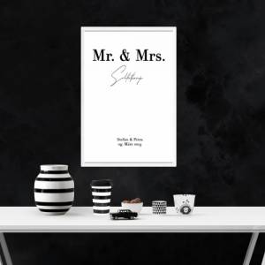 Poster MR & MRS mit Namen, Datum, und Ort | Personalisiert | Hochzeitsgeschenk | Geschenk Brautpaar | Sie Ihn | Hochzeit Bild 3