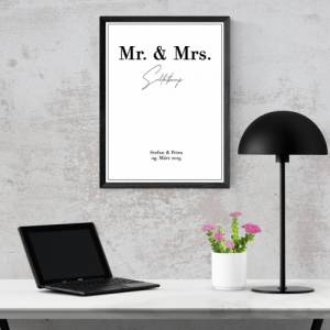 Poster MR & MRS mit Namen, Datum, und Ort | Personalisiert | Hochzeitsgeschenk | Geschenk Brautpaar | Sie Ihn | Hochzeit Bild 4