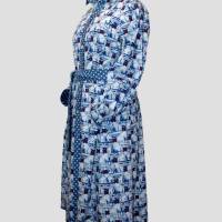 Damen Hemd Kleid Motiv Nordsee in Blau/Sand Farben Bild 2