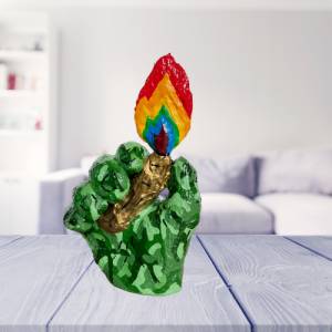 Skulptur Camouflage Hand "Kampf für den Frieden" Feuerzeug Regenbogen LGBTQ Bild 2