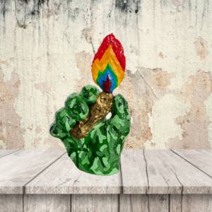 Skulptur Camouflage Hand "Kampf für den Frieden" Feuerzeug Regenbogen LGBTQ Bild 3