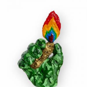 Skulptur Camouflage Hand "Kampf für den Frieden" Feuerzeug Regenbogen LGBTQ Bild 6