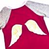 Shirt 104 / 110  rot grau, langärmlig mit Engelsflügeln, Weihnachtsgeschenk für Mädchen, Upcycling, Unikat Bild 5