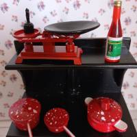 Küchen Herd Ofen in schwarz - Komplettset Miniatur  Puppenhaus Dekoration -  Basteln Puppenhaus - Wichteltür Krippenbau Bild 3