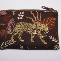 Mini-Geldbeutel Jaguar im Dschungel, braun-rostrot, Baumwolle Bild 2