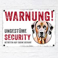 Hundeschild UNGESTÜME SECURITY (Rhodesian Ridgeback), wetterbeständiges Warnschild Bild 2