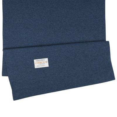 Bündchen Feinripp Strickbündchen Stoff Jeansblau meliert