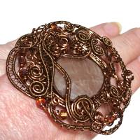 Großer Ring mit Perlmutt mauve handgemacht in wirework antikbronze crazy Handschmuck steampunk Bild 5